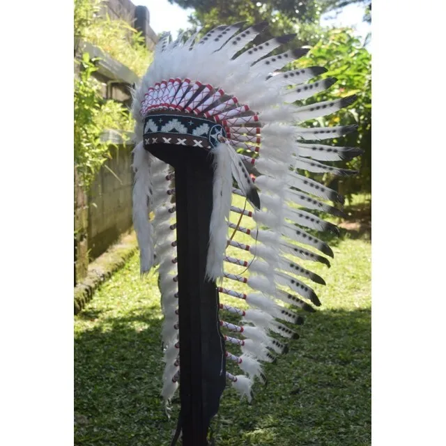 Indian Hat White Warbonnet Medium Black Bilabong Headdress American Native