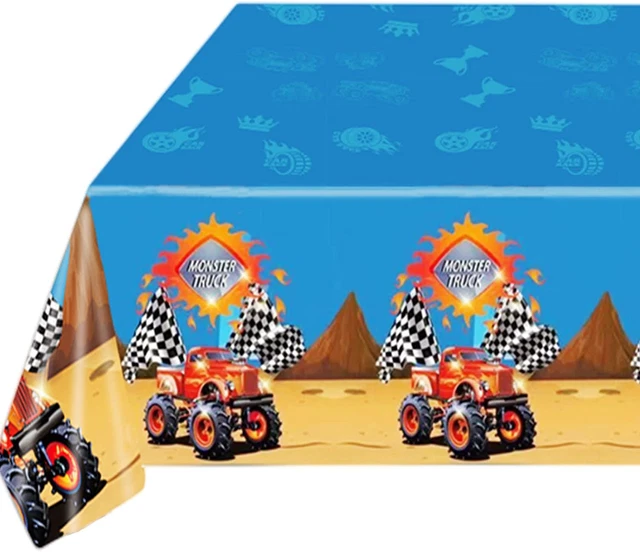 130*220 cm Monster Truck Mesa Fiesta para Niños Fiestas de Cumpleaños, Rectangular
