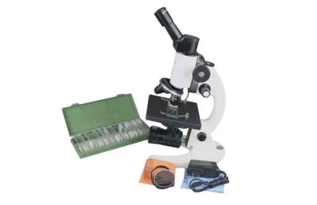 800x Composé LED Semi Plan Optique Microscope W Abbe Condenseur 25 Preparé Lames