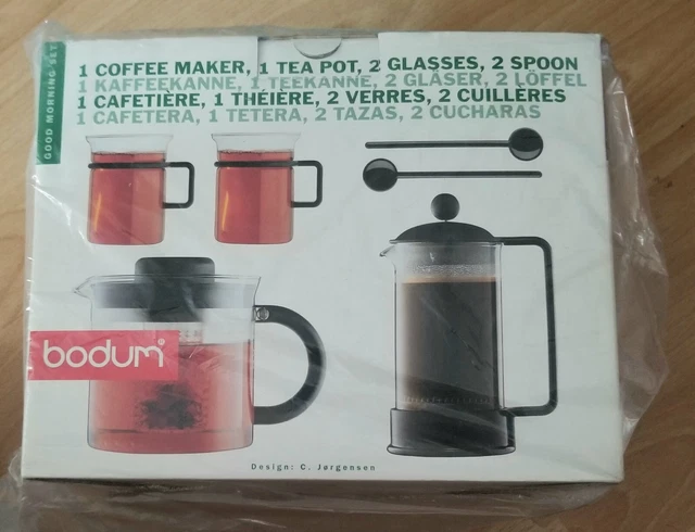 BODUM Good Morning Set Théière + Cafetière + 2 Verres + 2 Cuillères / Neuf