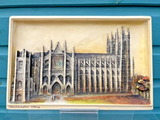 OSBORNE IVOREX Plaque - Westminster Abbey - Antique - 11.25” x 7.5"
