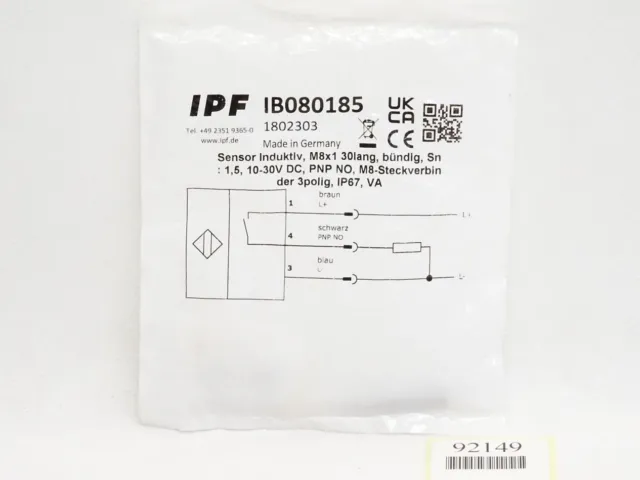 Ipf Electronique Capteur Inductive IB080185 / Neuf Emballage D'Origine