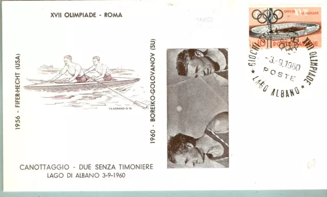 FDC FILAGRANO OLIMPIADI ROMA 1960 VINCITORI:CANOTTAGGIOdueSENZAtimoniereBOREIK+d