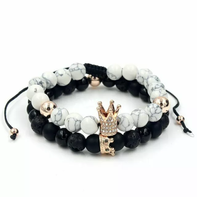 Pulsera Para Hombre Mujer Moda Parejas Piedra Encanto De Cuentas Regalo De Lujo