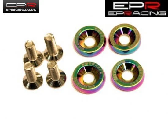 Lot De 10 Boulons & Rondelles M6 En Aluminium Anodisé - Couleurs Assorties Pour Custom Auto/moto