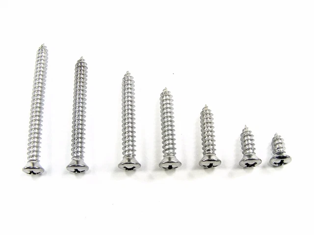 Ford Chrome Trim Screws- #8 x 3/8" to 1-3/4"- #6 Oval Head- 175pcs (25ea)- #341