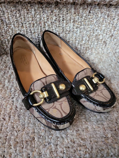 Coach Women's Signature Logo Loafers Flat Size 6 Chocolate Brown