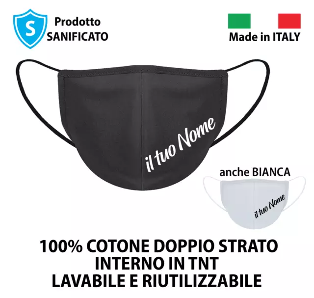 Mascherina Personalizzata Con Nome | 100% Cotone Made In Italy