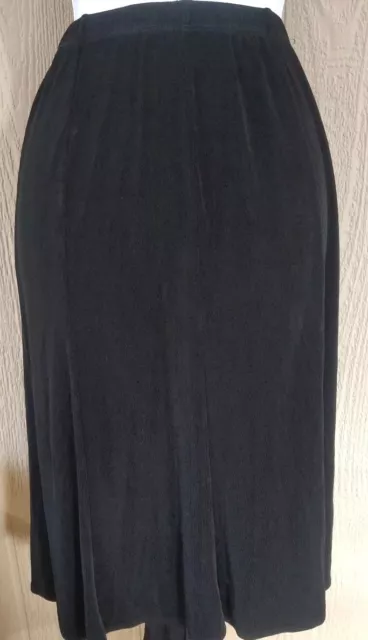 Chico's Travelers Skirt Sz 1 Womens S Black Liquid Knit A Line Elastic Waist