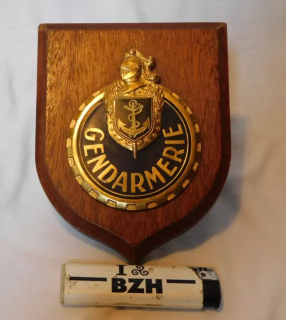 Gendarmerie Maritime - Joli Modele  Presentation / Plaque Motocycliste Sur Bois