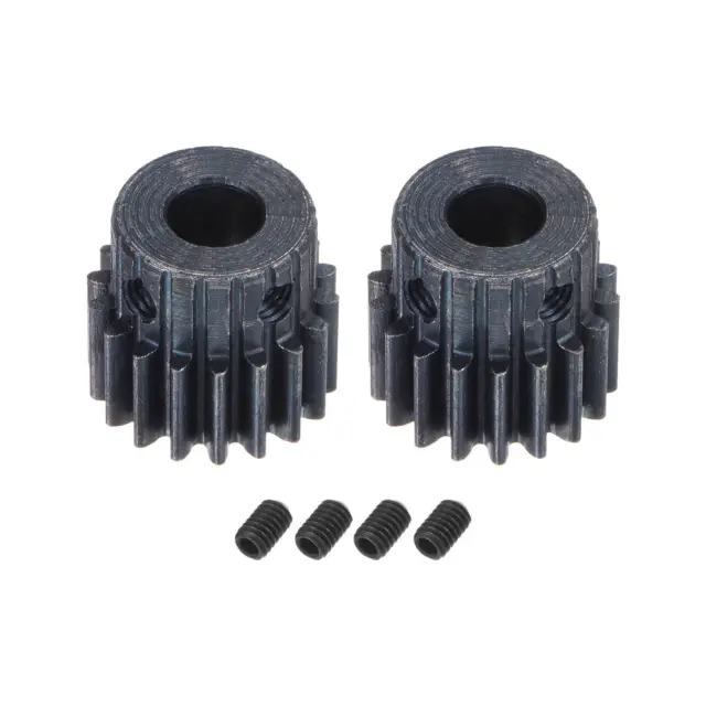 1Mod 18T Pinion Gear 6mm Bore 45# Steel Motor Rack Spur Gear with Step, 2 Set
