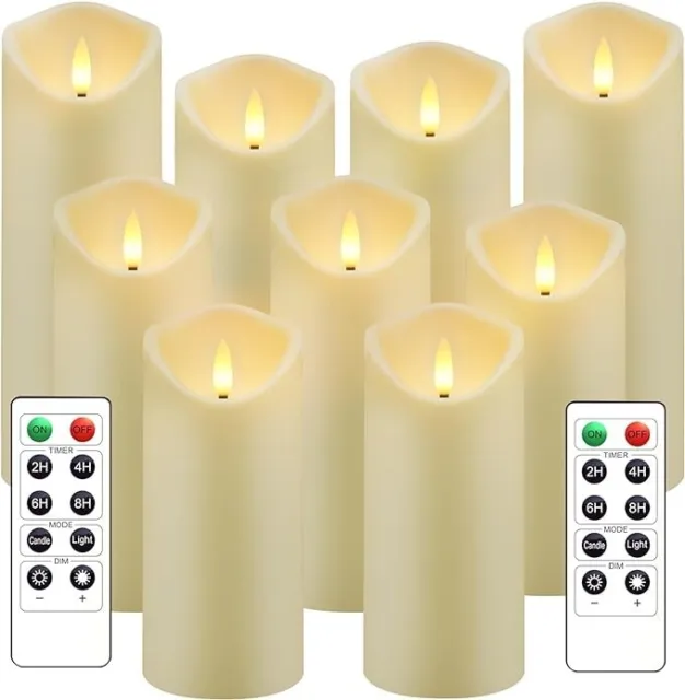 Velas sin llama parpadeantes, velas acrílicas con pilas del pilar LED.nuevo.2024