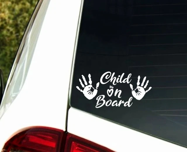 Pegatina para ventana de coche para niño a bordo. Vinilo blanco. Calcomanía de coche. Letrero de coche para bebé