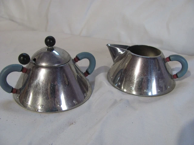 Tazón de azúcar y olla Alessi 1986 diseño posmoderno/memphis diseño posmoderno de Michael Graves