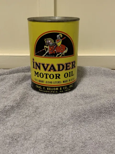 Rare Vintage Invader Motor Oil Quart Oil Can Original