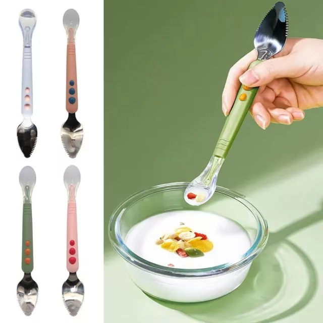 Double-Ended Fruit Puree Spoon Baby Tableware Fruit Scraper Spoon