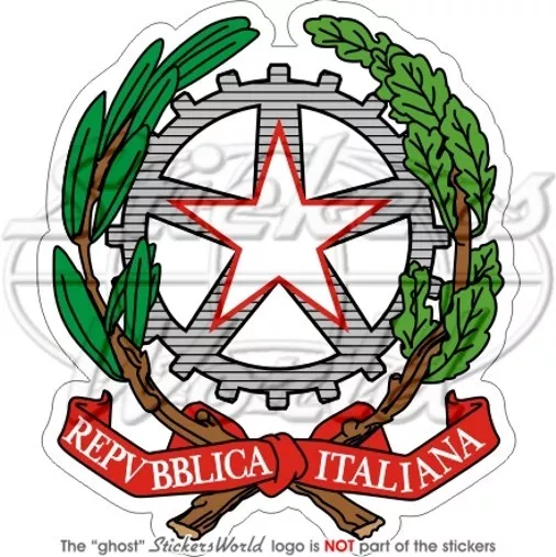 ITALY Italian Coat of Arms Badge Crest Italia 100mm (4") Vinyl Sticker, Decal