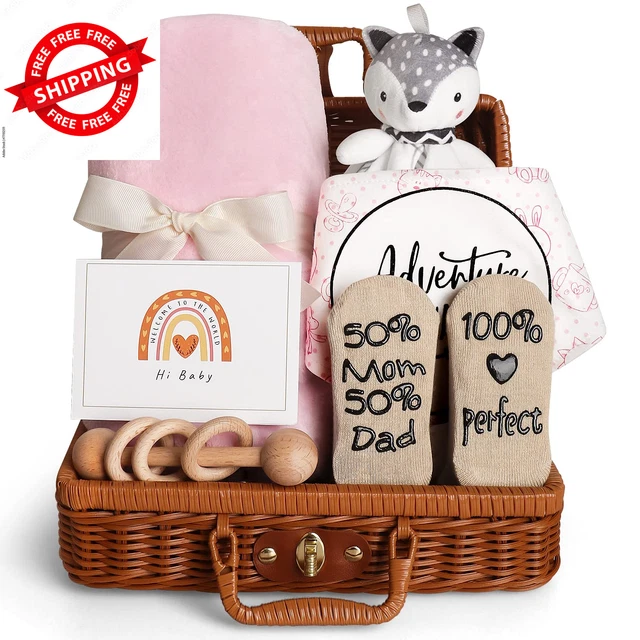 Baby Shower Gifts, Baby Girl Gifts Basket, Unique Baby Gift Essential Stuff Set