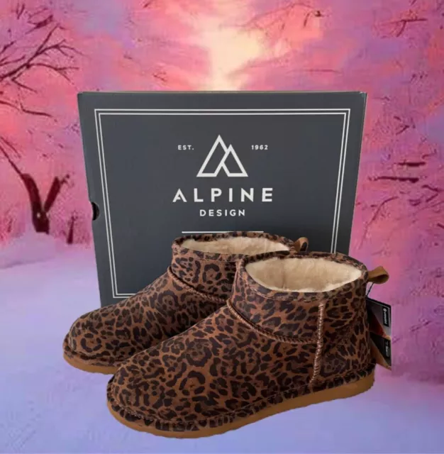 LEOPARD PRINT NWT NIB Suede Ankle Boots Booties ALPINE DESIGN Shearling Lined 8