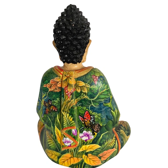 Jungle Buddha Manidhari Mudra Statue Painted Wood Carving Sculpture Bali Art 3