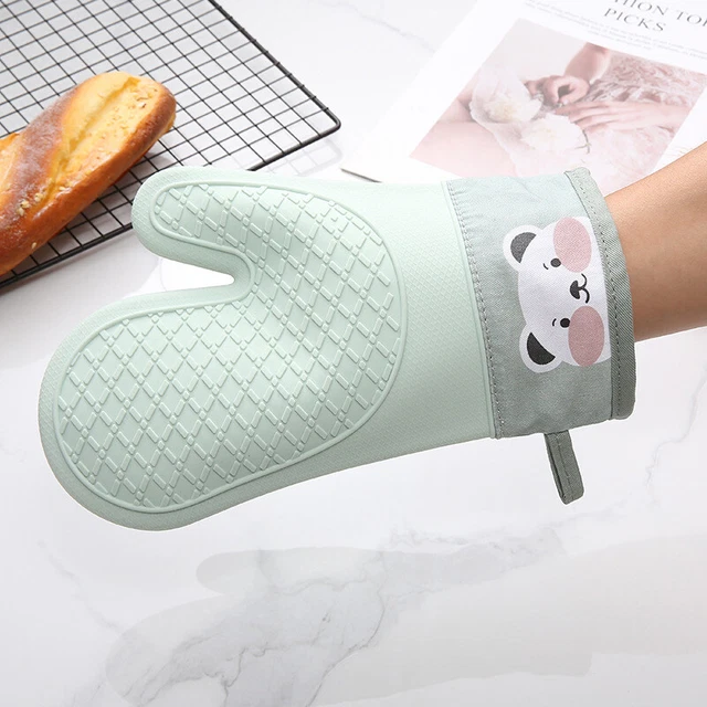Nuevos Guantes de Silicona y Algodón Sarga Doble Capa Horno Microondas Guantes SC