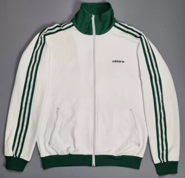 Adidas Men's Beckenbauer Tracksuit Jacket Track Top Retro White Green Large