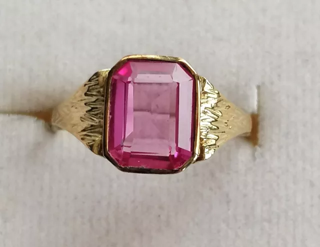 Antik Goldring Gelbgold Ring 333 mit elegante pink Turmalin, Gr.57,Art Deco,Top