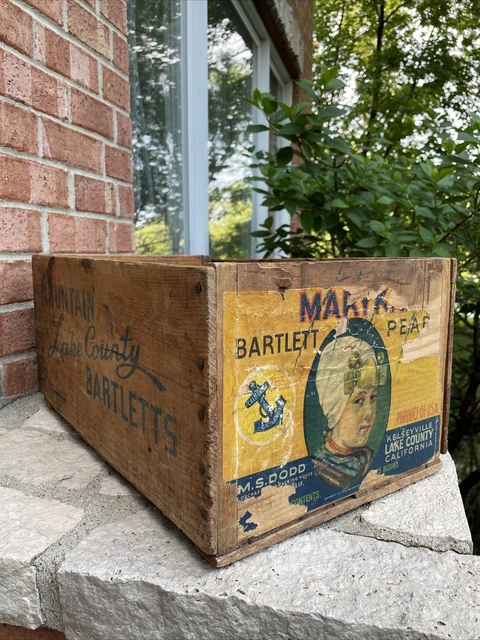 Mountain Lake Country Bartlett Pears Wood Packing Crate Vintage Farm Advertising