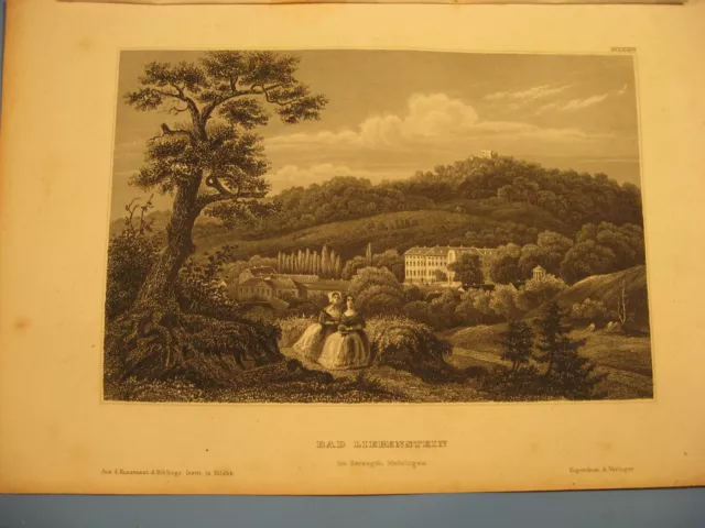 Antiker Stahlstich von 1858.Bad Liebenstein,Meiningen-Antique steel engraving