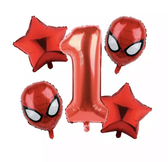 5pcs Avengers Red Superhero Spider Man Foil Balloons Happy Birthday Party Decor