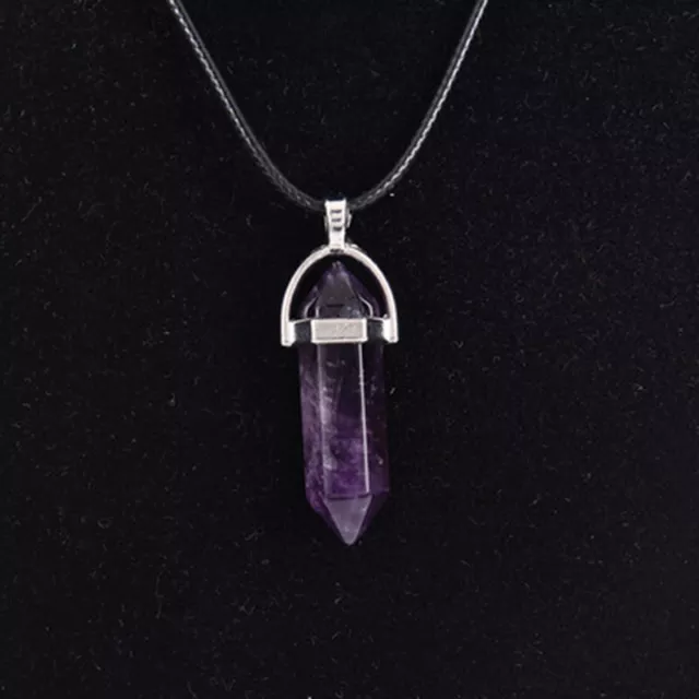 Natural Quartz Gemstone Pendant Crystal Point Chakra Healing Rock Stone Necklace