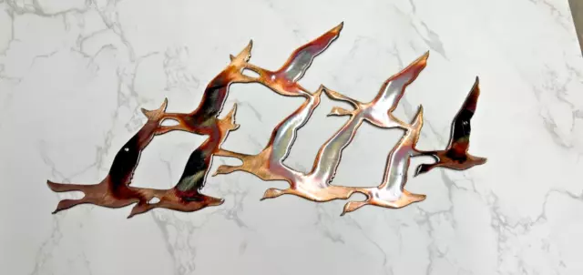 Flying Birds (One Piece) - Metal Wall Art - Copper/Bronzed plated 12 1/2" x 6"