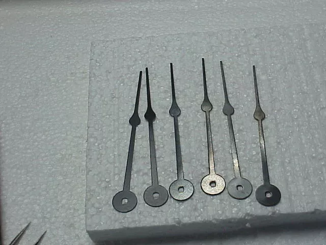 6 Black Steel 3 ½ Inch Spade Clock Hands parts repair #71