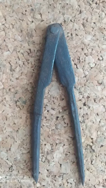 Antique 19th Century Handforged Iron Compass Drafting Tool Pioneer, Primitive