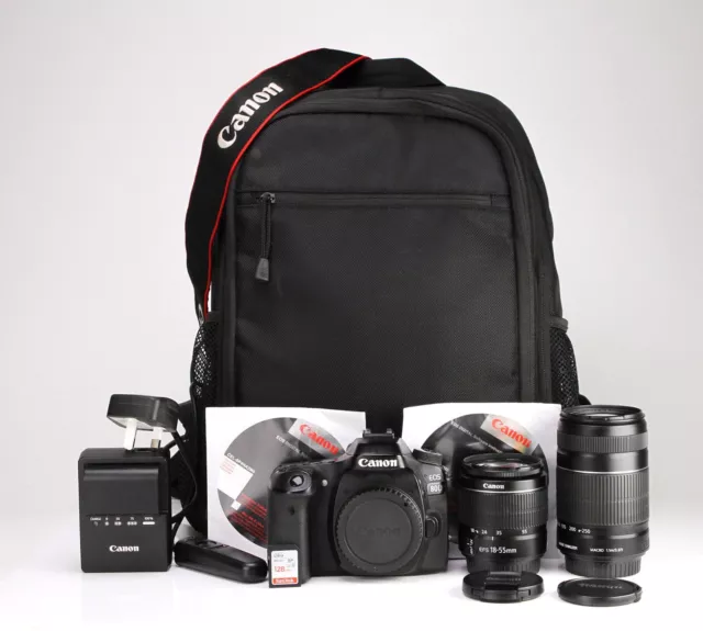 Canon EOS 80D DSLR Camera & EF-S 18-55mm III & 55-250mm IS II Zoom Dual Lens Kit
