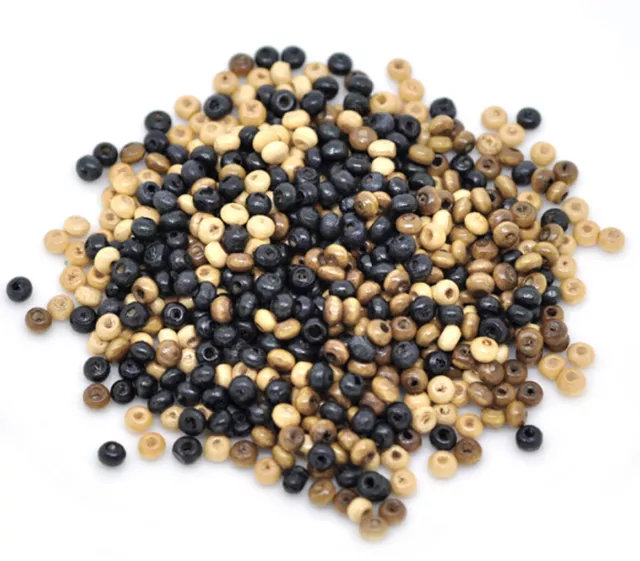 Wooden Spacer Beads Rondelle Mix - Approx 200 Beads - 4-5mmx3mm - J11016
