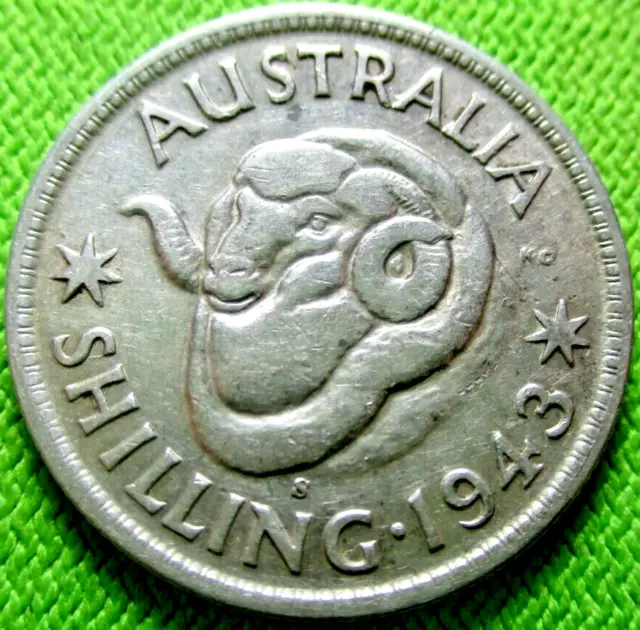 1943s AUSTRALIAN SHILLING COIN -  SILVER   #  24/12 23