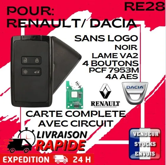 Carte main libre vierge compatible Renault Captur, Clio 4, PCF7953