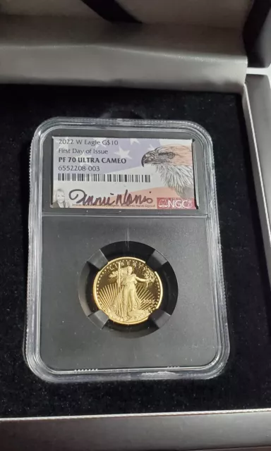 2022 W American Gold Eagle $10 (1/4oz) NGC PF70UC Jennie Norris Signed 1st Day