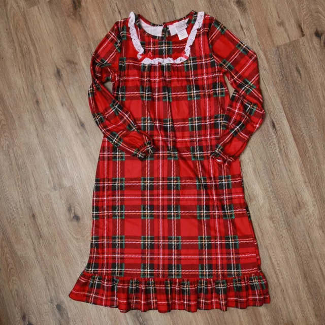 Weatherproof Komar Kids Girls Christmas Red Plaid Ruffle Hem Nightgown XL 14/16