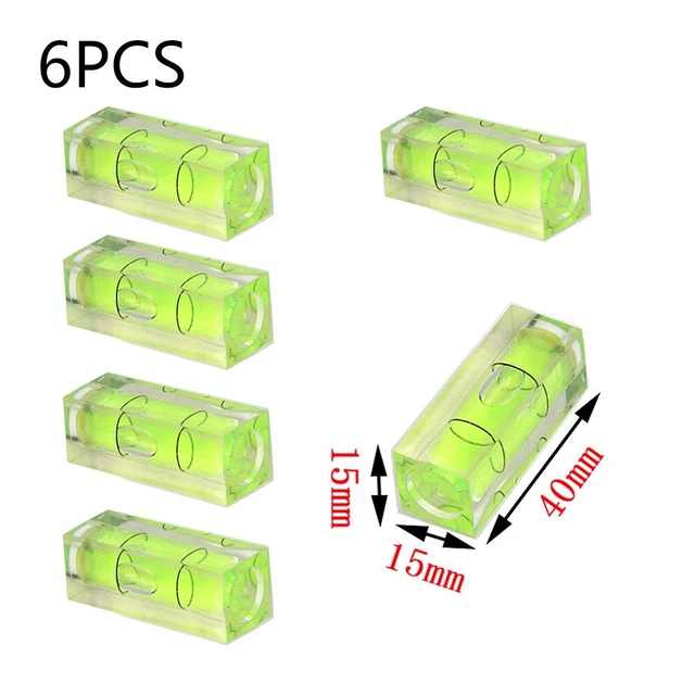 6pcs Cylindrical Bubble Levels Plastic Tube Vials Mini Spirit Level Frame 40mm