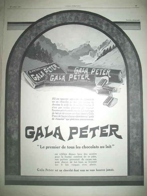 Publicite De Presse Gala Peter Premier De Tous Les Chocolats Au Lait Ad 1926
