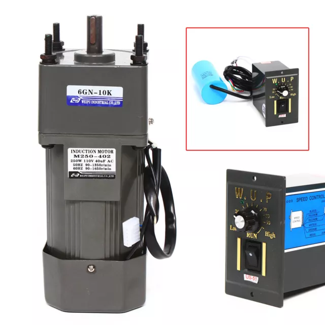 250W AC 110V 10K Gear Reduction Motor Electric+Variable Speed Control