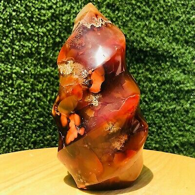 738G Rare Natural Red agate Quartz Crystal Freeform Mineral Specimen Healing