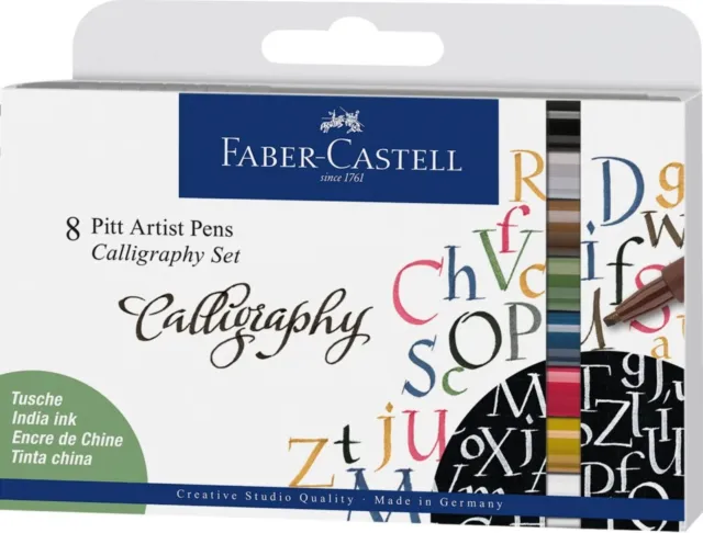 Faber-Castell Tuschestift Pitt Artist Pen Calligraphy Set, 2,5 mm, 8er Etui