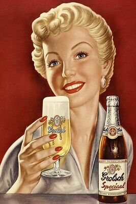 Poster Manifesto Locandina Pubblicitaria Vintage Birra Bevanda Tedesca Pub Bar