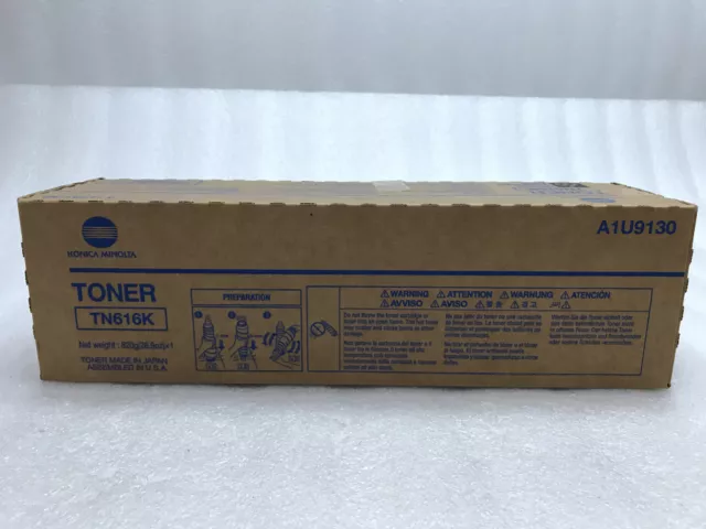 New Genuine OEM Sealed Konica Minolta TN616K Black Toner Cartridge A1U9130