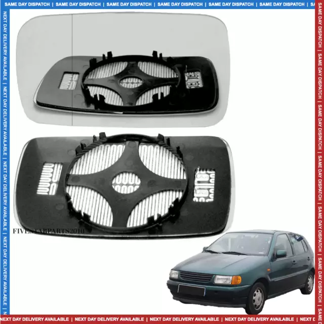 Left side Wide Angle wing mirror glass for VW Polo (6N1) 1994-1999 Heated