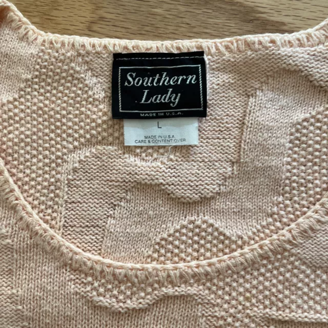 Vintage Southern Lady Peach Sweater Size Large 2