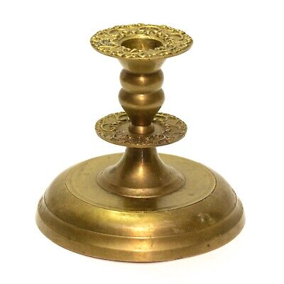 Vintage Solid Brass Ornate Single Candle Holder Made in India 5" height